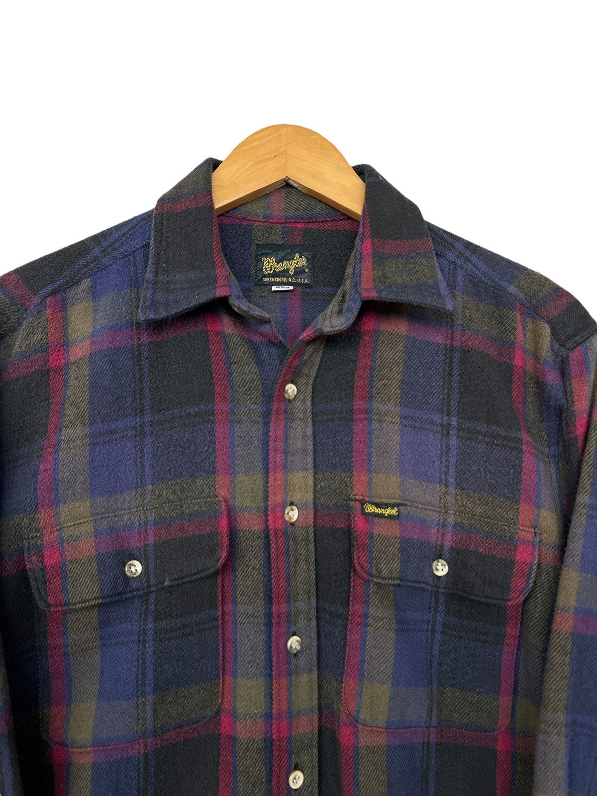 Wrangler Vintage 90s Wrangler Checkered Purple Flannel Shirt Size US L / EU 52-54 / 3 - 2 Thumbnail