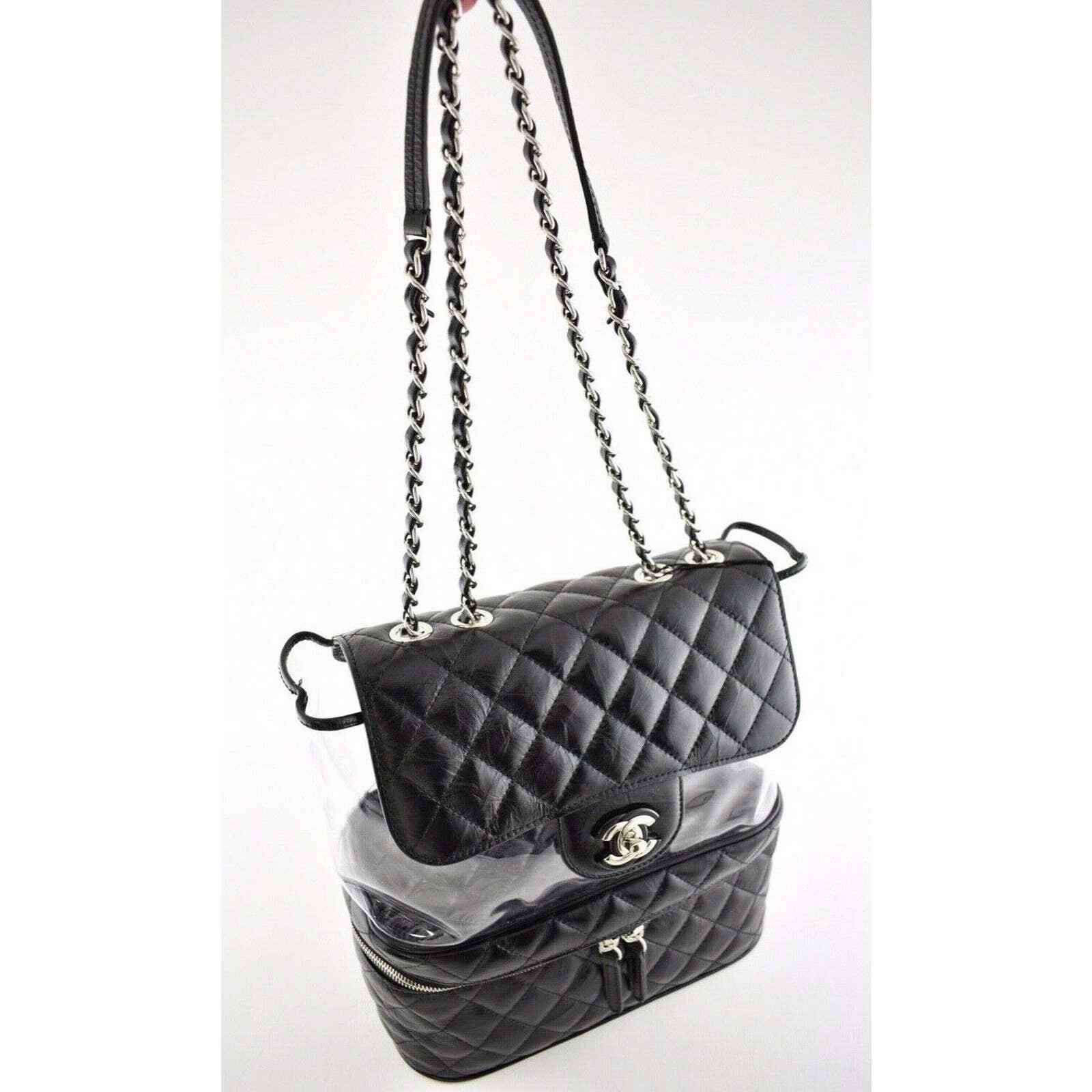 Chanel Chanel Calfskin PVC Quilted Large Silver Chain Shoulder Bag Size ONE SIZE - 9 Thumbnail