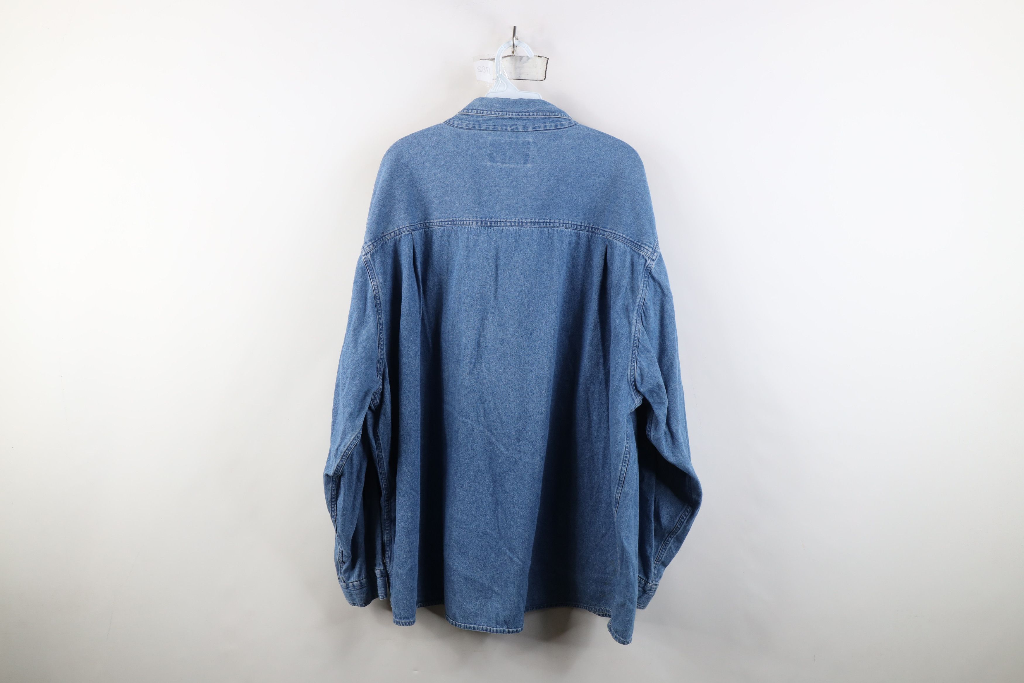 Vintage Vintage 90s Y2K Streetwear Denim Jean Collared Button Shirt Size US XXL / EU 58 / 5 - 12 Thumbnail