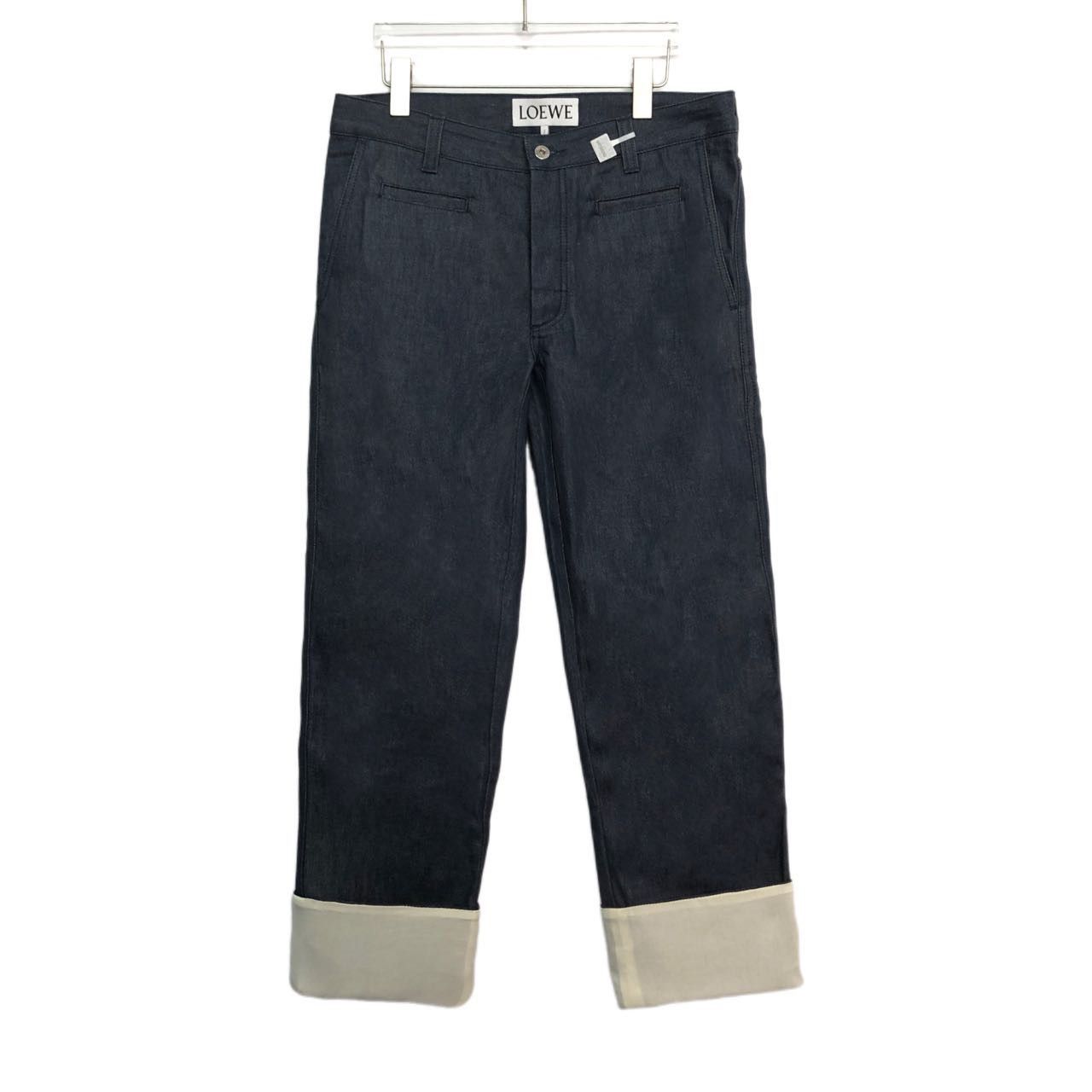 Loewe Loewe Navy Blue Contrast Cuff Cotton Jeans K26WX Size 28" / US 6 / IT 42 - 1 Thumbnail