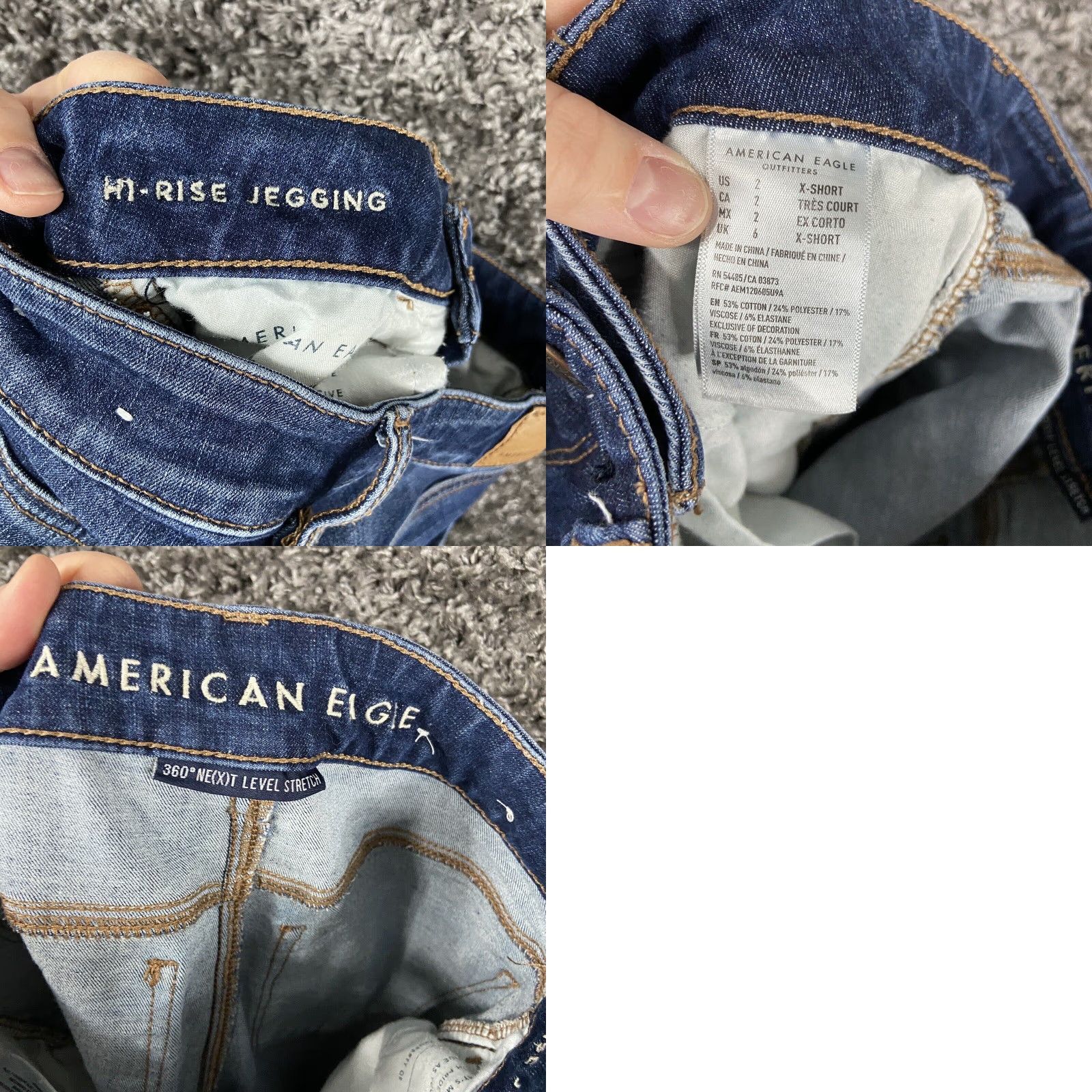 American Eagle Outfitters VINTAGE American Eagle Jeggings Women’s 2X-Short Blue Stretch High-Rise Distressed Jeans Size 40" / US 18 - 8 Thumbnail