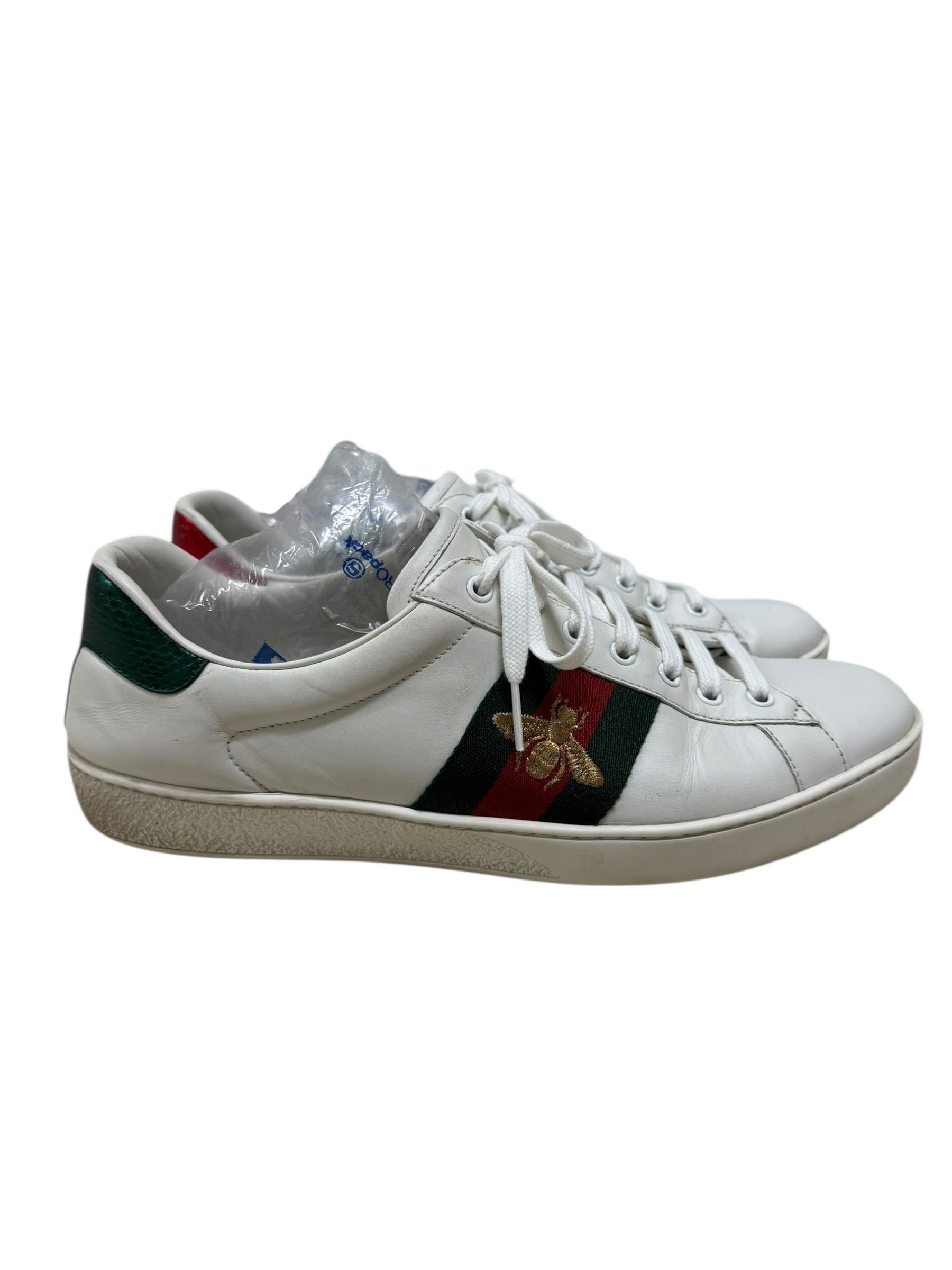 Gucci Gucci White Bee Green & Red Striped Ace Sneakers Size US 12 / EU 45 - 1 Thumbnail