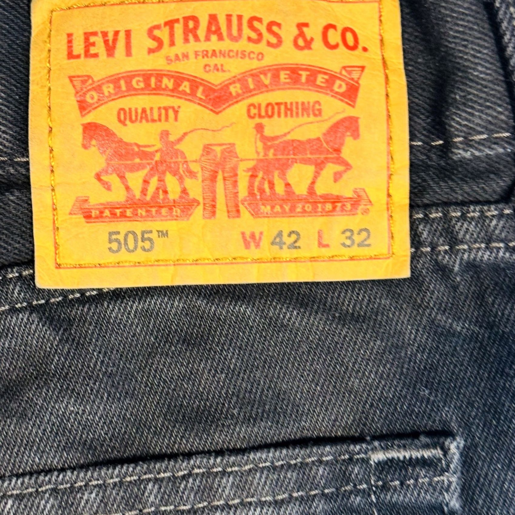 Levi's Levi's 505 Jeans Mens 42x32 Black Rinse Straight Regular Fit Denim Zip Fly Men's Jeans Black Rinse 42 W42 L32 Leather Patch Logo Five-Pocket Pocket Size US 42 / EU 58 - 7 Thumbnail