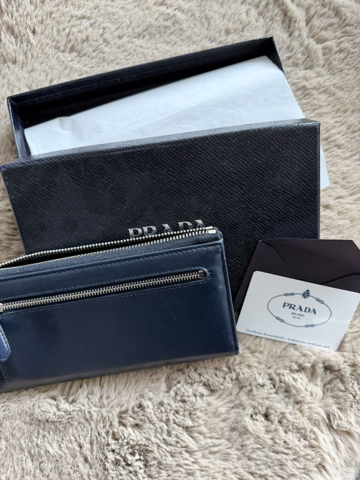 Prada Prada Saffiano leather long wallet navy blue Size ONE SIZE - 1 Thumbnail