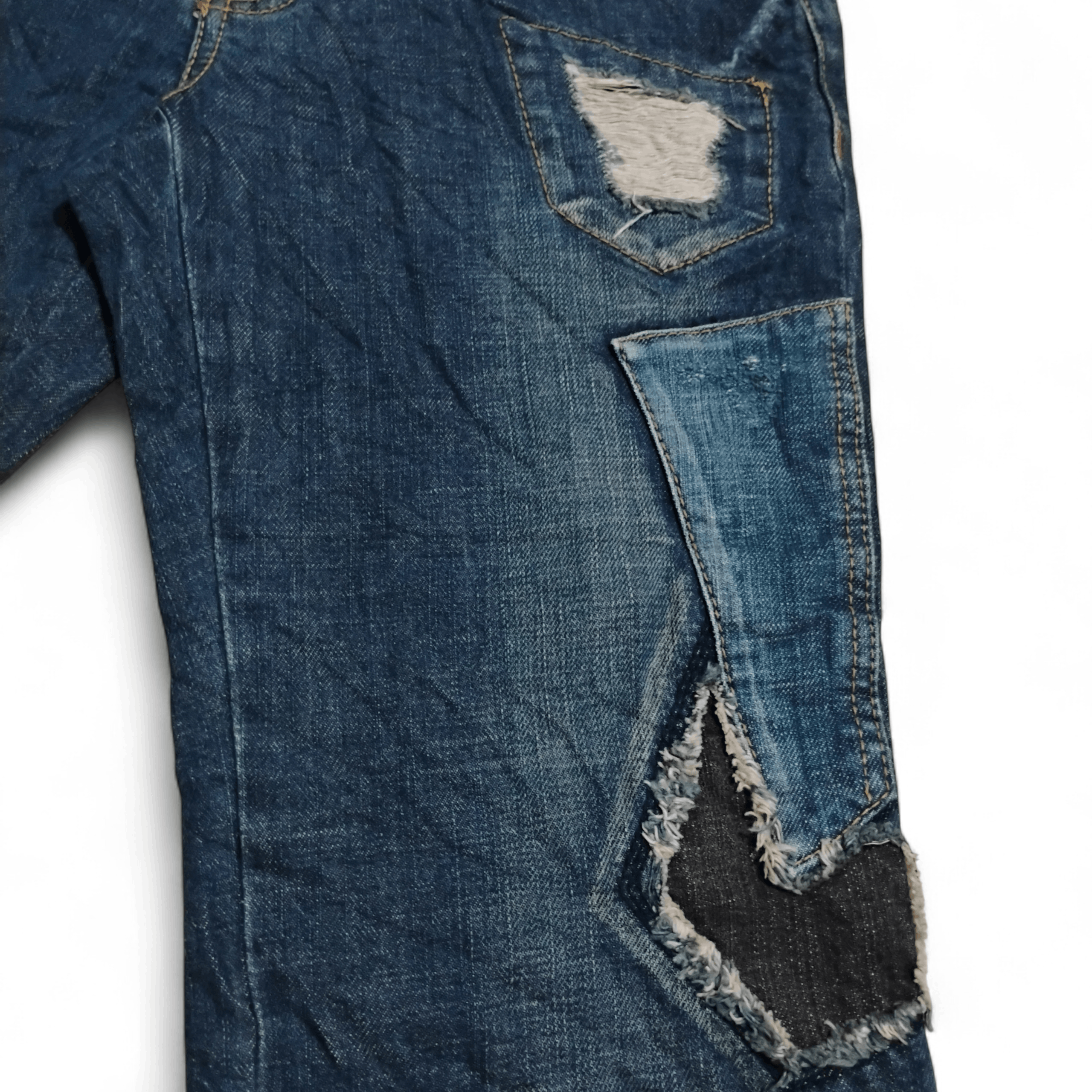 Japanese Brand Egoist Super Flare Patchwork Ripped Distressed Jeans Size 30" / US 8 / IT 44 - 6 Thumbnail