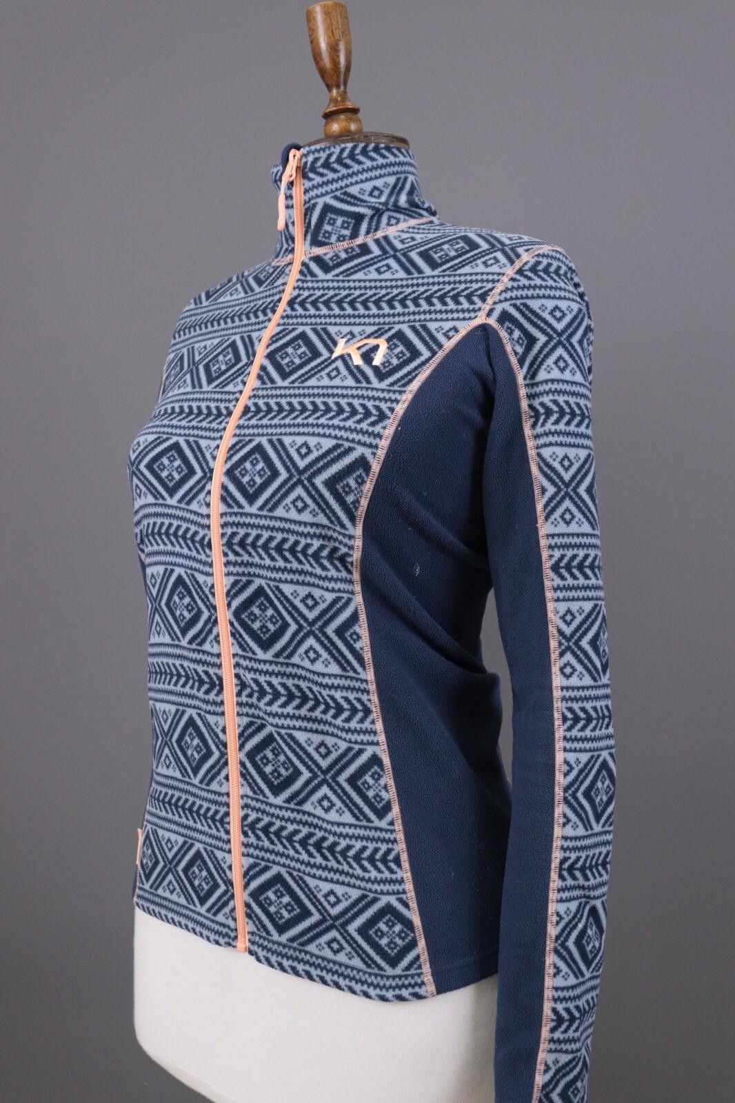 Designer Kari Traa Blue Fair Isle Full Zip Fleece Jacket Size S Size L / US 10 / IT 46 - 8 Thumbnail