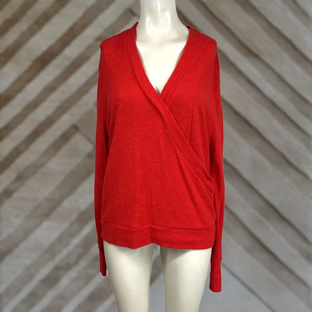 J.Crew J. CREW Sweater Womens M Red Long Sleeve Criss Cross V Neck Pullover Casual Size M / US 6-8 / IT 42-44 - 1 Thumbnail