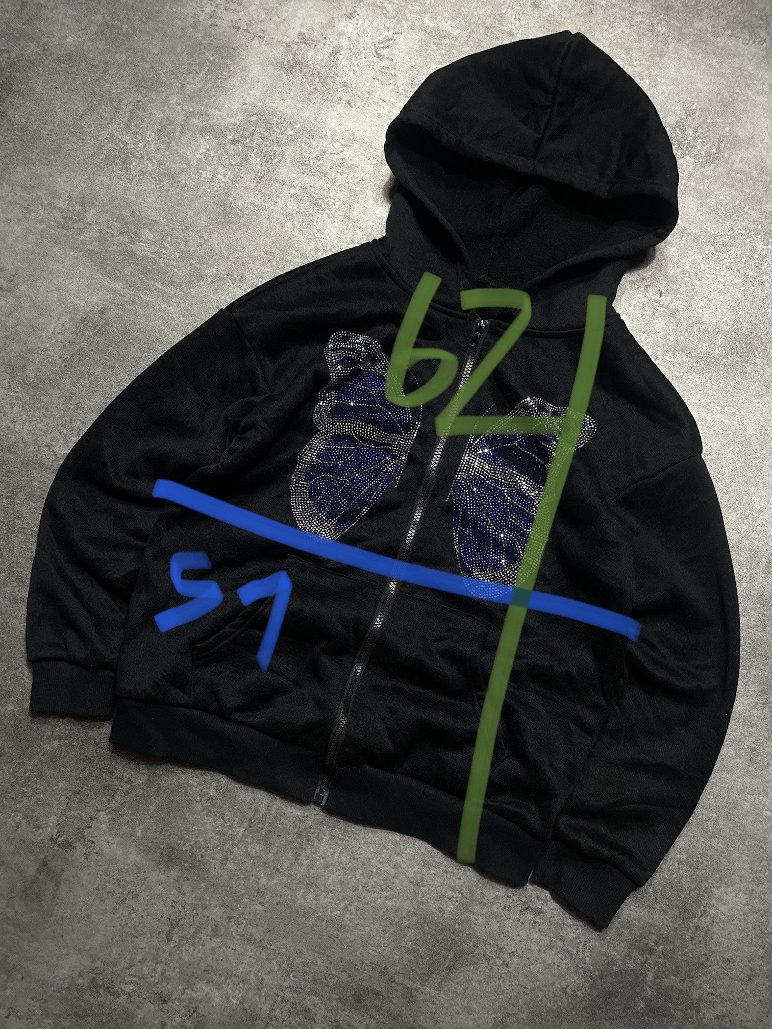 Vintage 🔥RARE🔥Hype Butterfly Rhinestones Shiny Hoodie Zip Size S / US 4 / IT 40 - 6 Thumbnail