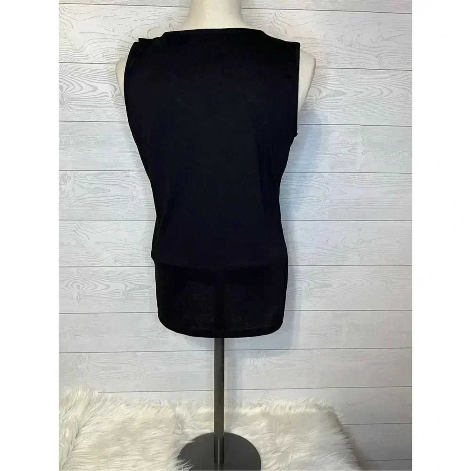 Other Talbots black sleeveless top pleated ruffle trim Size medium Size M / US 6-8 / IT 42-44 - 5 Thumbnail