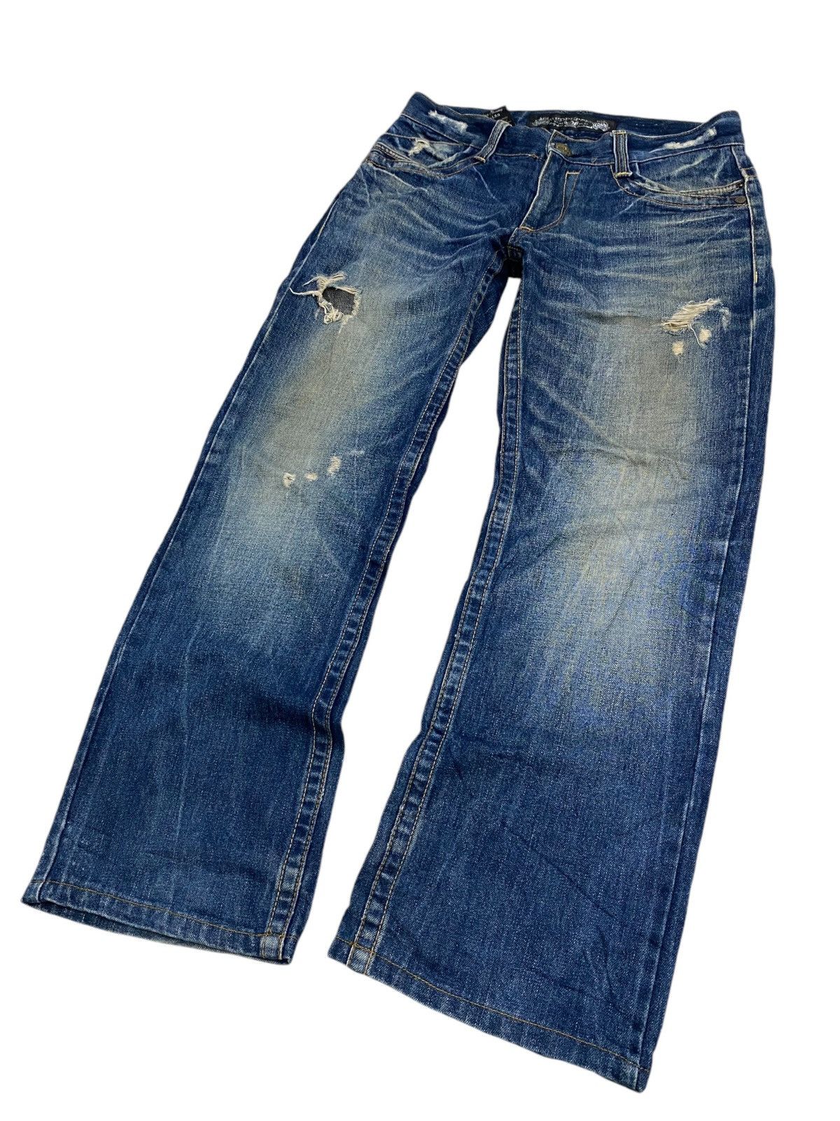 GOSTAR DE FUGA × Japanese Brand Flare Red Pepper Japan Denim Embroidery Mud Washed Distress Size US 32 / EU 48 - 11 Thumbnail