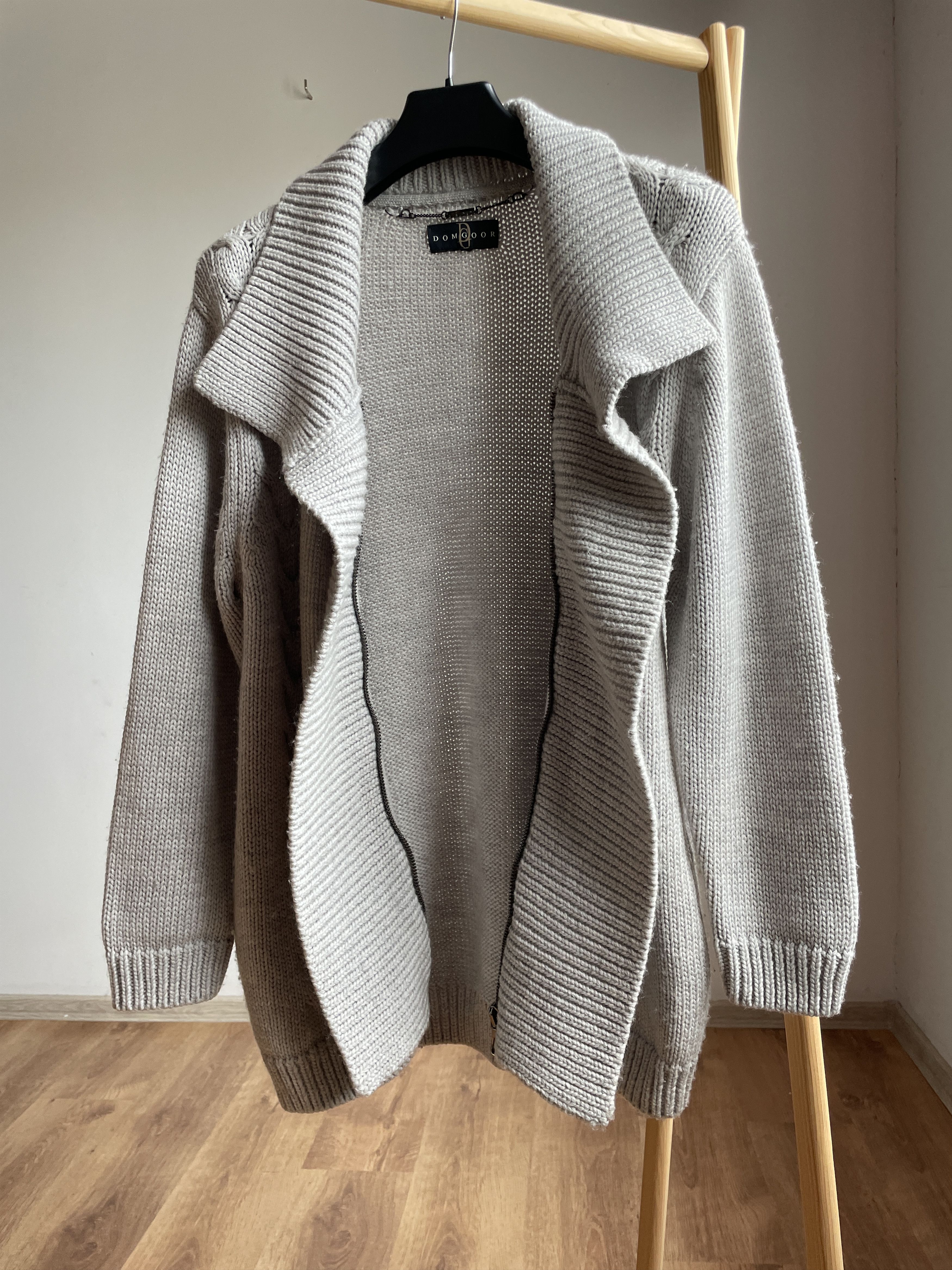 Designer Dom Goor Womens Chunky Cable Knit Cashmere/Wool Cardigan Size L / US 10 / IT 46 - 3 Thumbnail