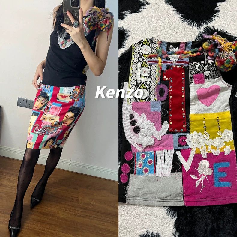 Kenzo KENZO Bright patch appliqué pom-pom vest Size S / US 4 / IT 40 - 1 Thumbnail