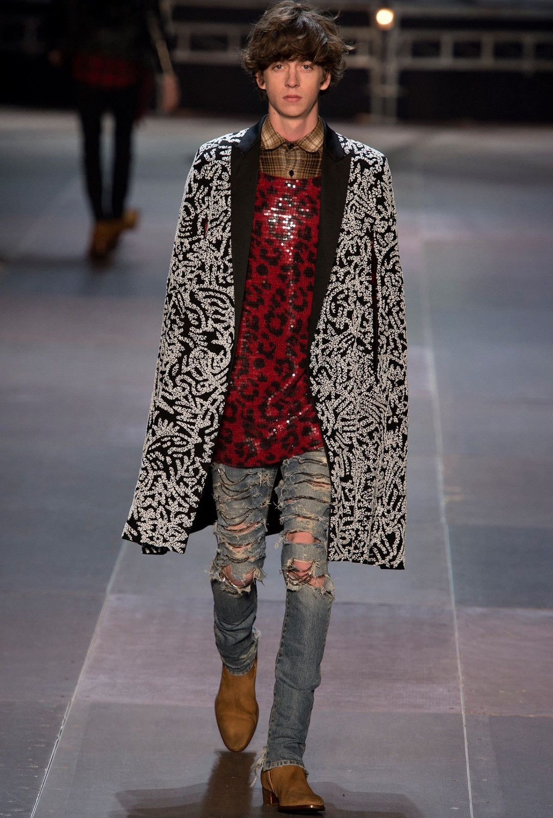 image of Saint Laurent Paris Fw13 Sequins Knit Runway in Red, Men's (Size Small)