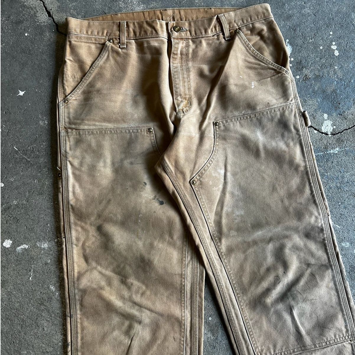Carhartt × Vintage Carhartt faded brown double knee work wear carpenter pants Size US 35 - 2 Thumbnail