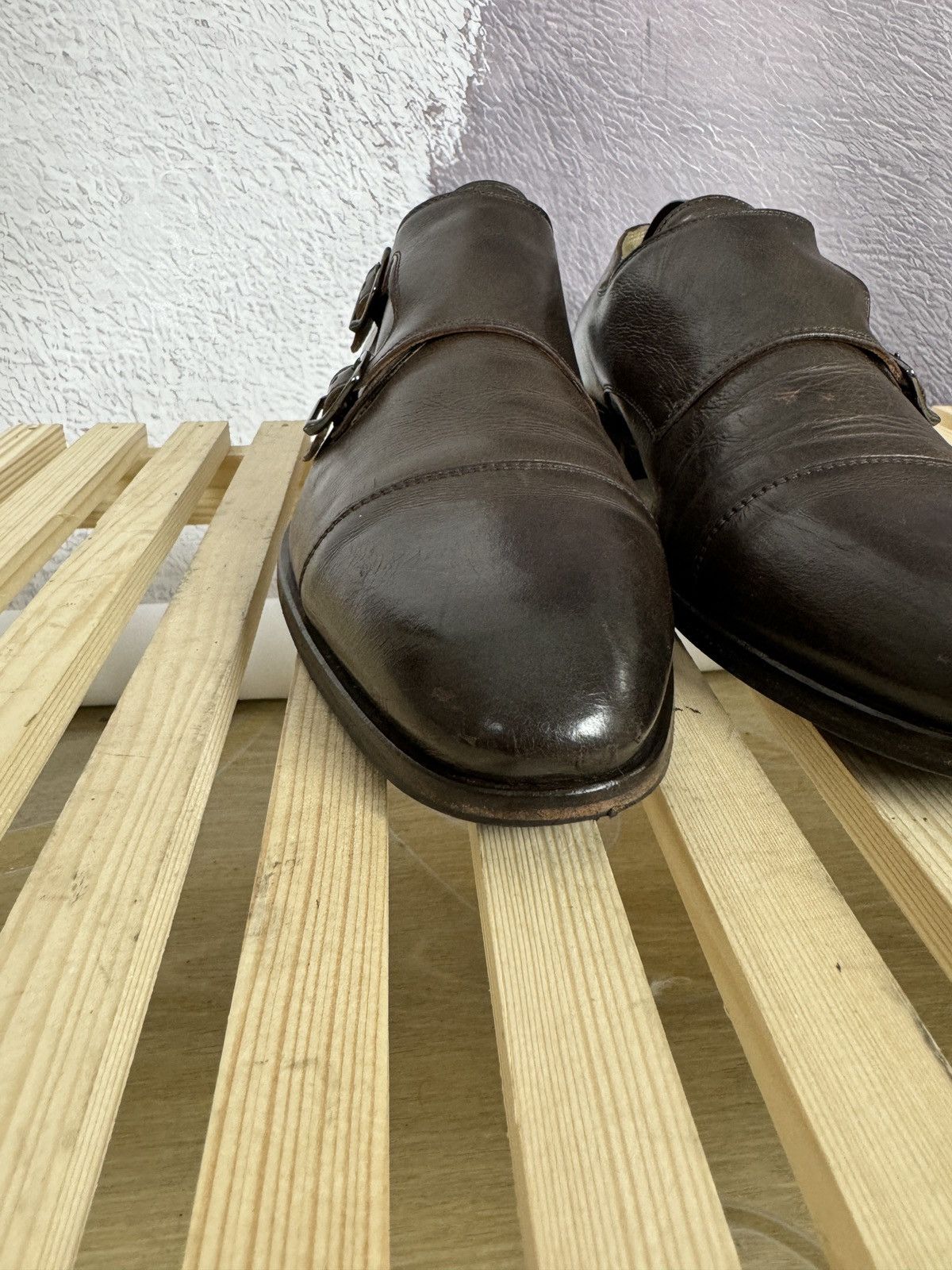 Genuine Leather Benci Broether Leather double monk brown casual shoes formal Size US 9.5 / EU 42-43 - 8 Thumbnail