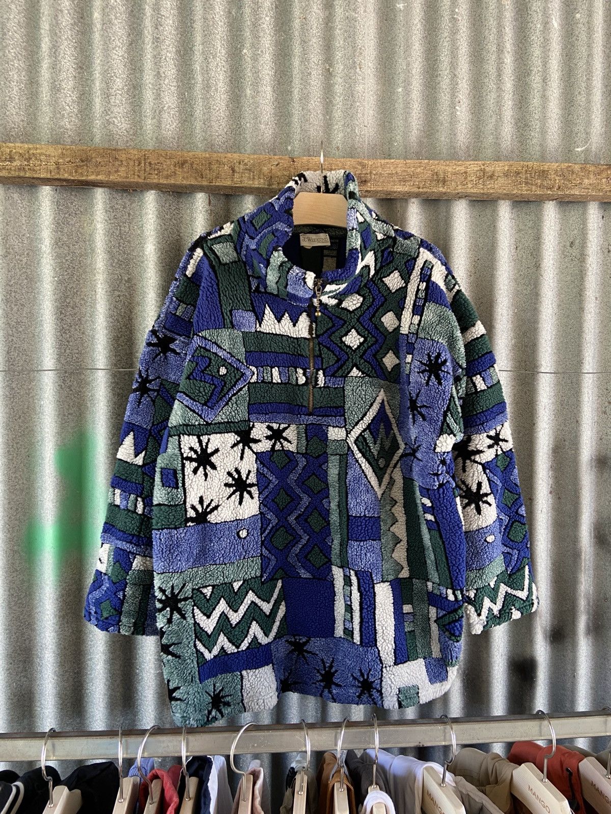 Other × Vintage AE WEEKENDS ABSTRACT FLEECE SHERPA JACKET Size US L / EU 52-54 / 3 - 2 Thumbnail