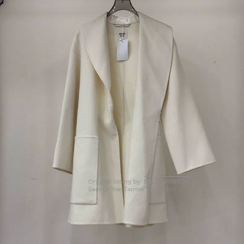 Hermes Hermes White Lapel Mid-Length Tailored Cashmere Overcoat Size XXS / US 00 / IT 34 - 1 Thumbnail