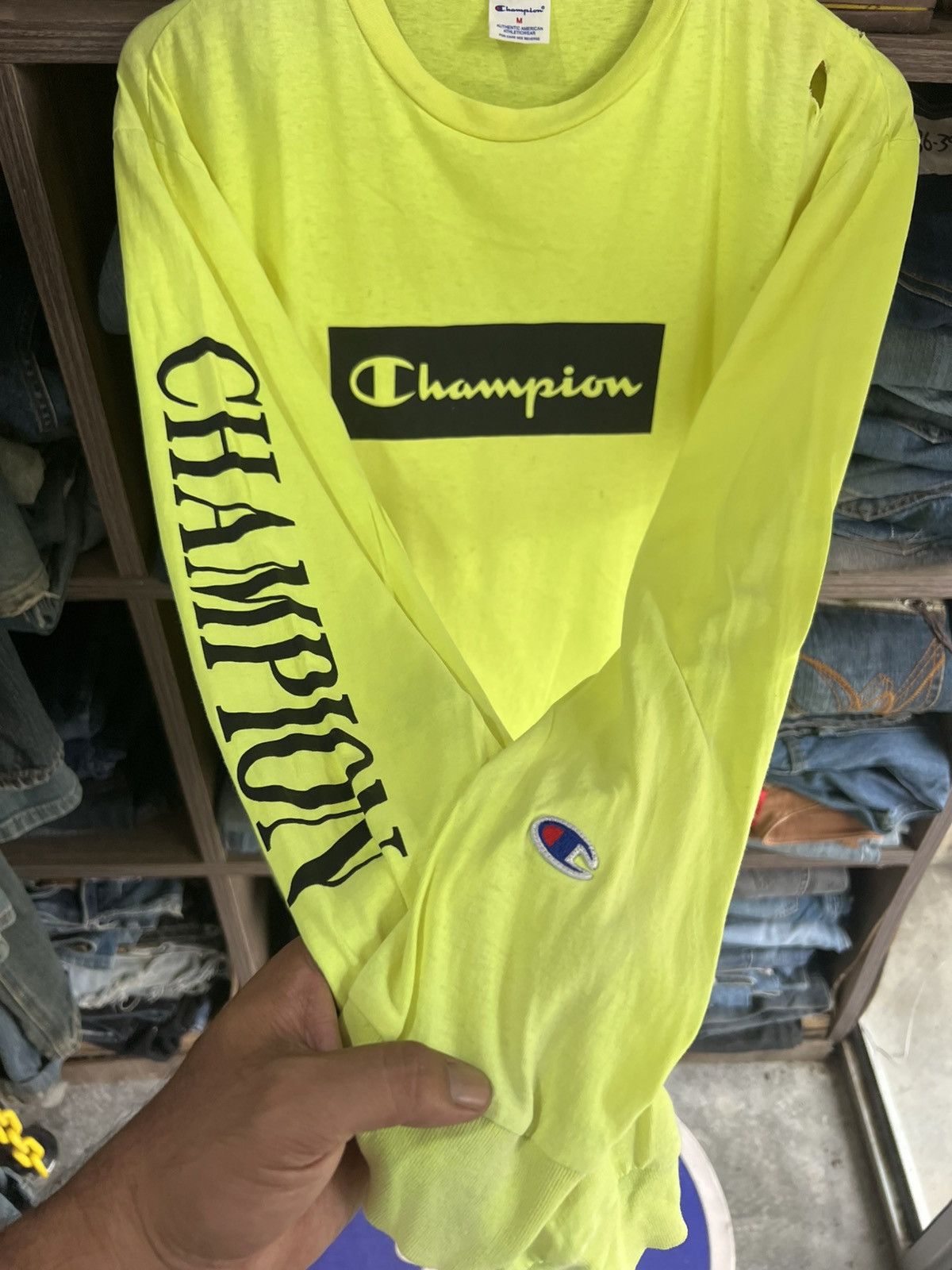 Champion 🔥Distressed Champion Long Sleeve Size US M / EU 48-50 / 2 - 10 Thumbnail
