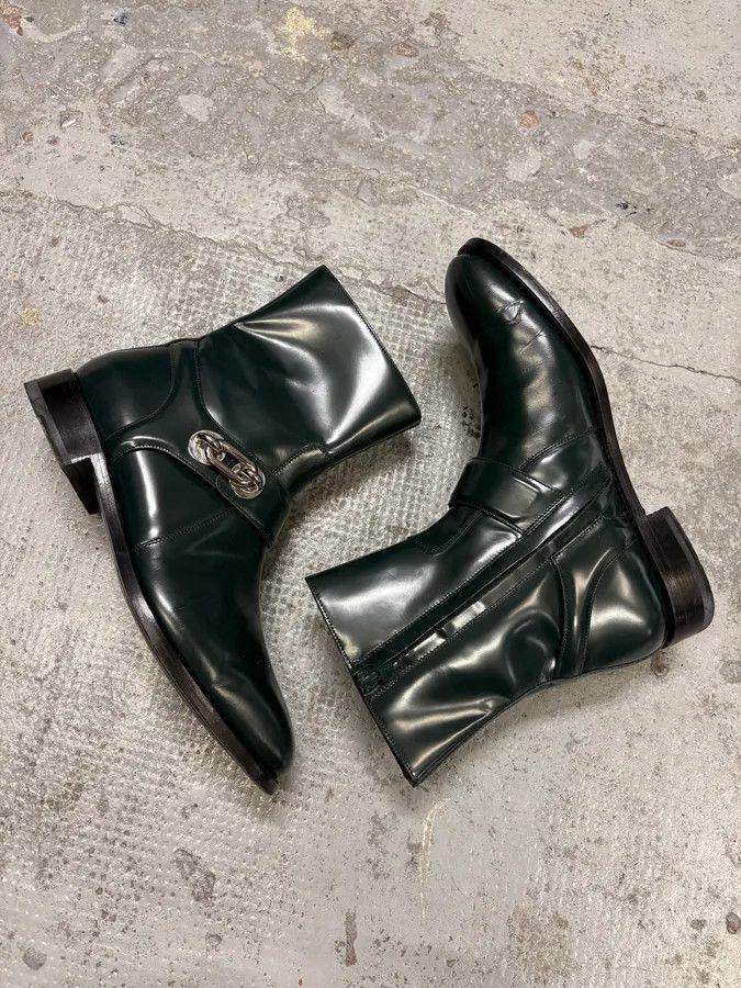 Balenciaga Balenciaga Dark Green Leather Ankle Boots Size US 7 / EU 40 - 6 Thumbnail