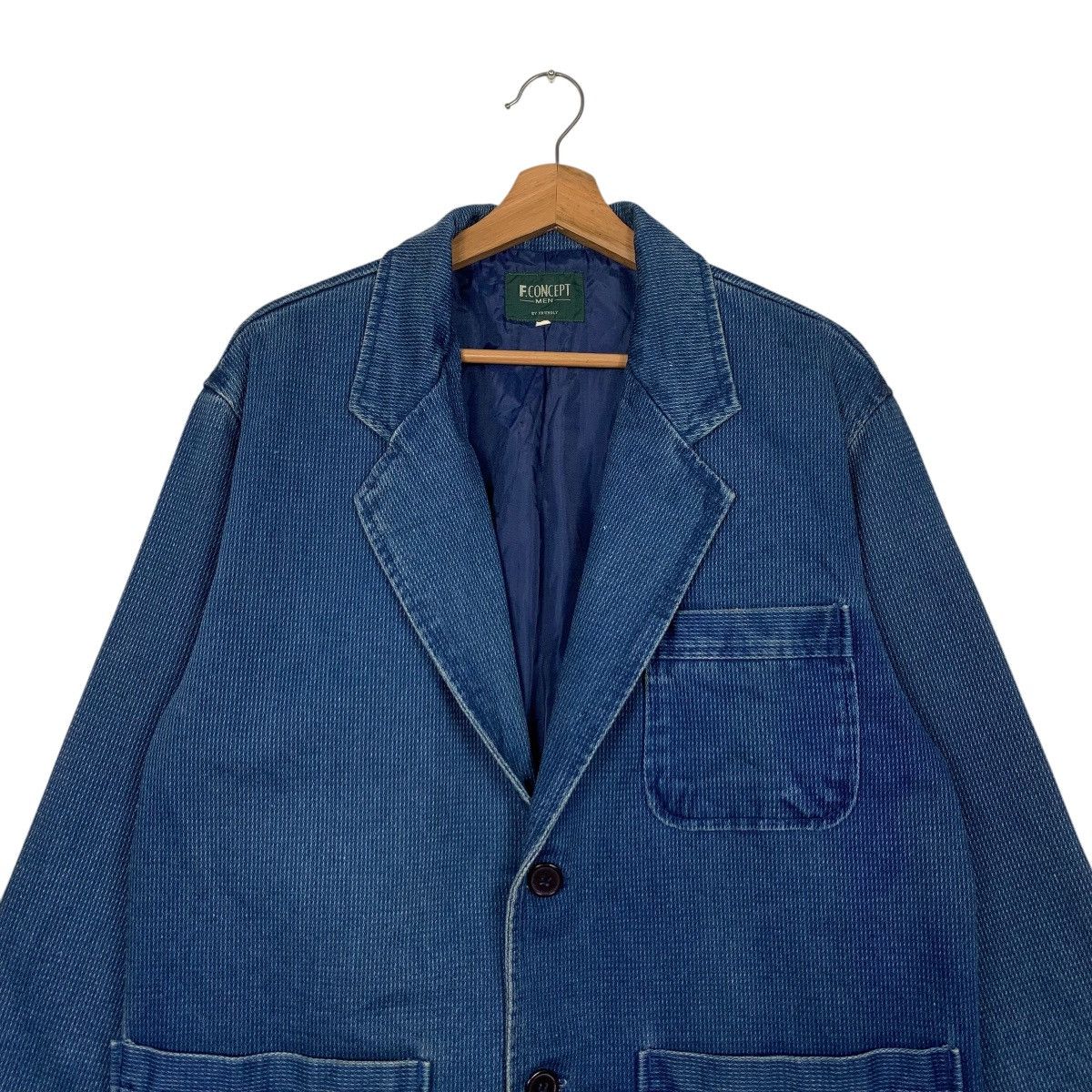 Vintage 90's F.CONCEPT Blue Indigo Blazer Casual Jacket #2741-C123 Size US M / EU 48-50 / 2 - 2 Thumbnail