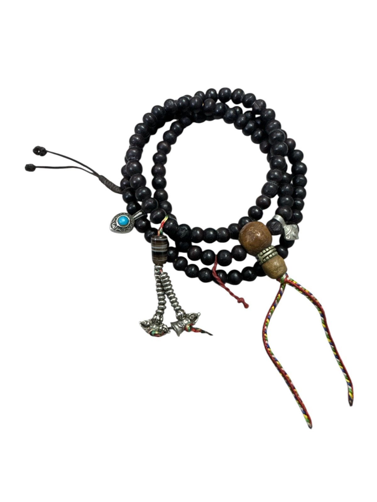TIBET ROSEWOOD BEADS NECKLACE STERLING SILVER HARDWARE