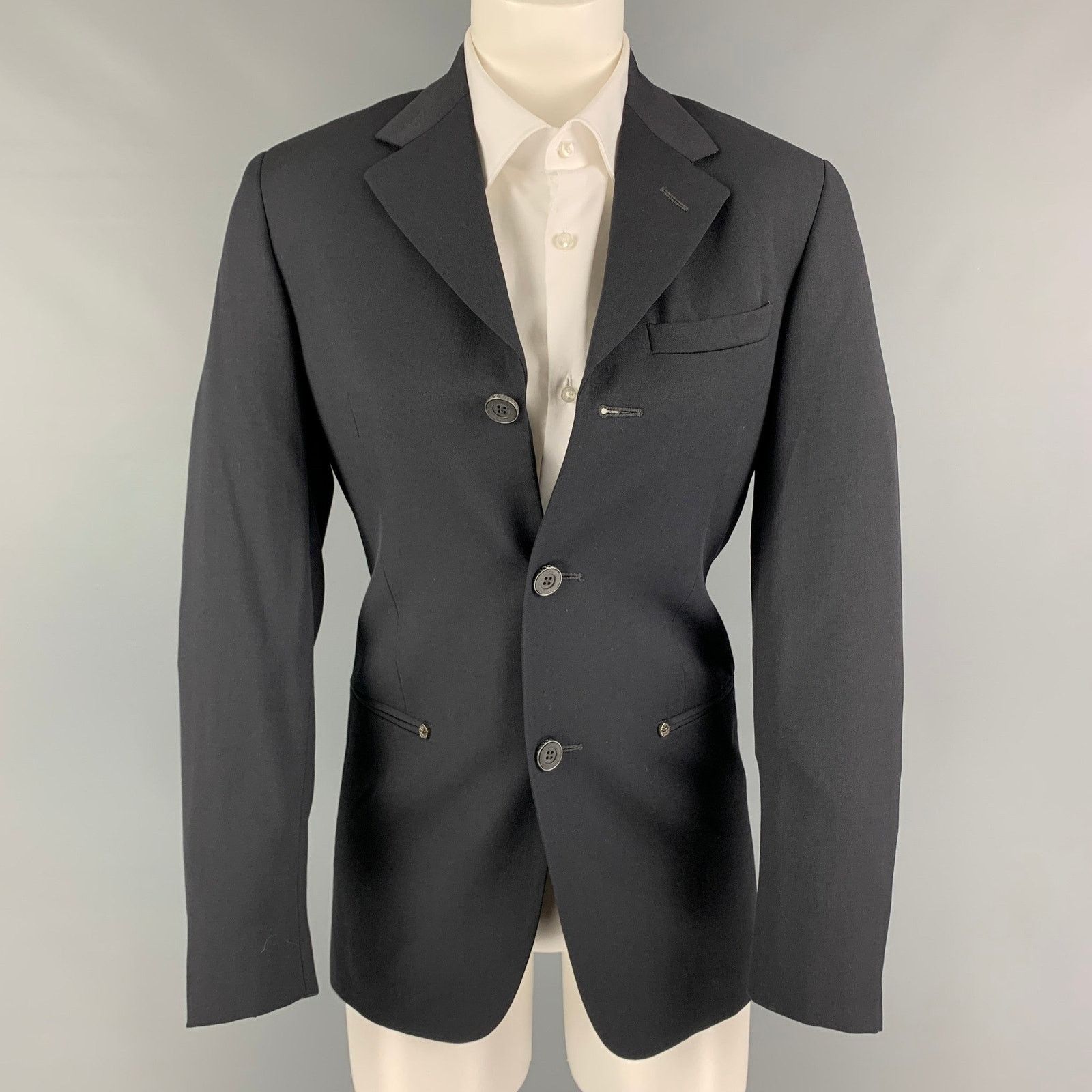 Versace Vintage Size 34 Regular Gray Virgin Wool Sport Coat Size 34R - 1 Thumbnail