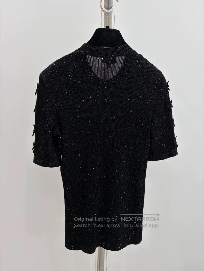 Chanel Chanel Black shiny knitted bow short-sleeved T-shirt Size XS / US 0-2 / IT 36-38 - 2 Thumbnail