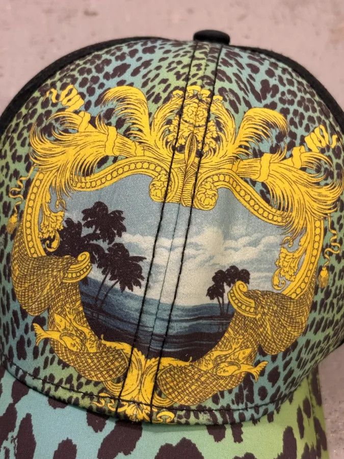 Versace Versace H&M Turquoise Leopard Print Baseball Cap Size ONE SIZE - 5 Thumbnail