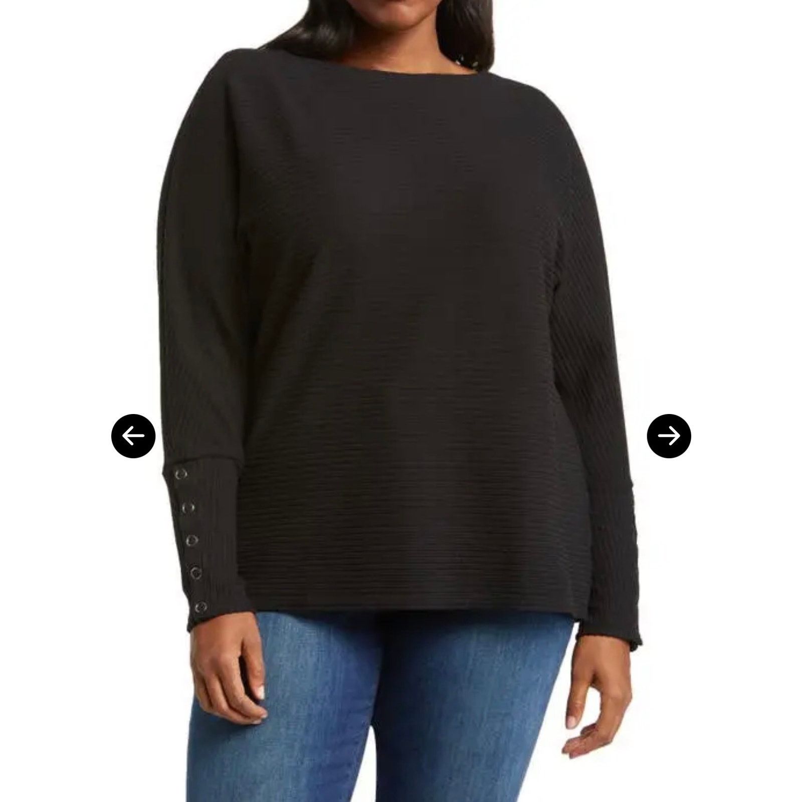 Other Caslon Ribbed Top Dolman Sleeves Snap Cuffs Long Sleeve 1X Size XL / US 12-14 / IT 48-50 - 1 Thumbnail