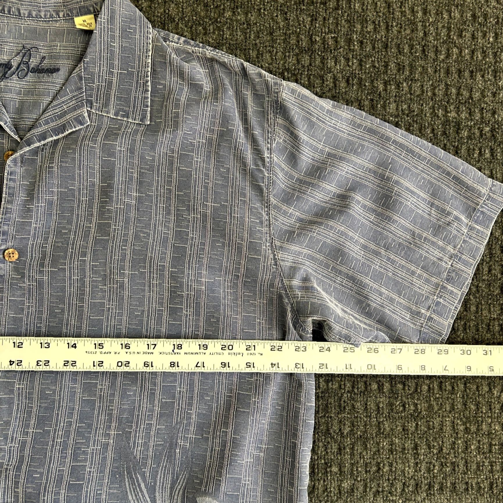 Tommy Bahama VINTAGE Tommy Bahama Shirt Button-Up Silk Mens XL Short Sleeve Blue Striped Hawaiian 100% Silk Size US XL / EU 56 / 4 - 7 Thumbnail