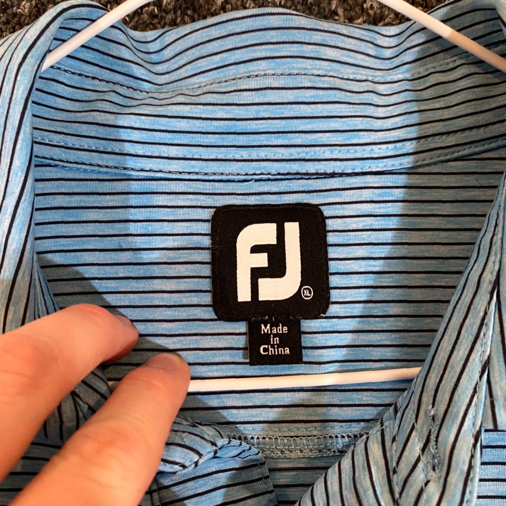 Footjoy Footjoy Polo Mens XL Blue Striped Golf Shirt S/S Course Logo Casual FJ Size US XL / EU 56 / 4 - 2 Thumbnail