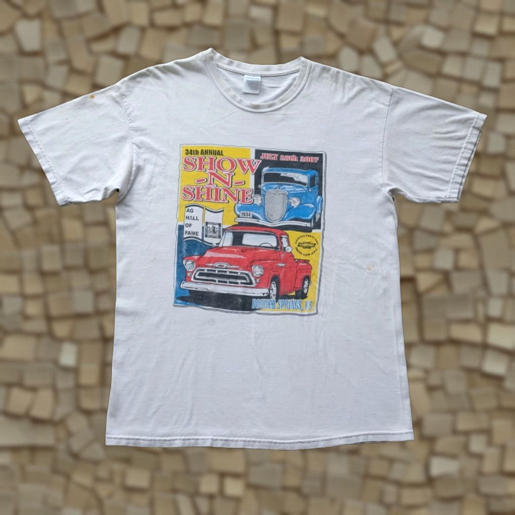 Gildan VTG Gildan T Shirt CHEVROLET CHEVY TRUCK CLUB 90s Y2K Hot Rod Car Mens L White Cotton Crew Neck Short Sleeve SZ L Size US L / EU 52-54 / 3 - 1 Thumbnail