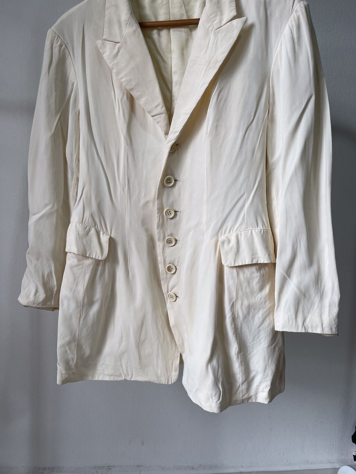 Y's × Yohji Yamamoto 80s Yohji Yamamoto Y’S white Cream Blazer Size M / US 6-8 / IT 42-44 - 5 Thumbnail