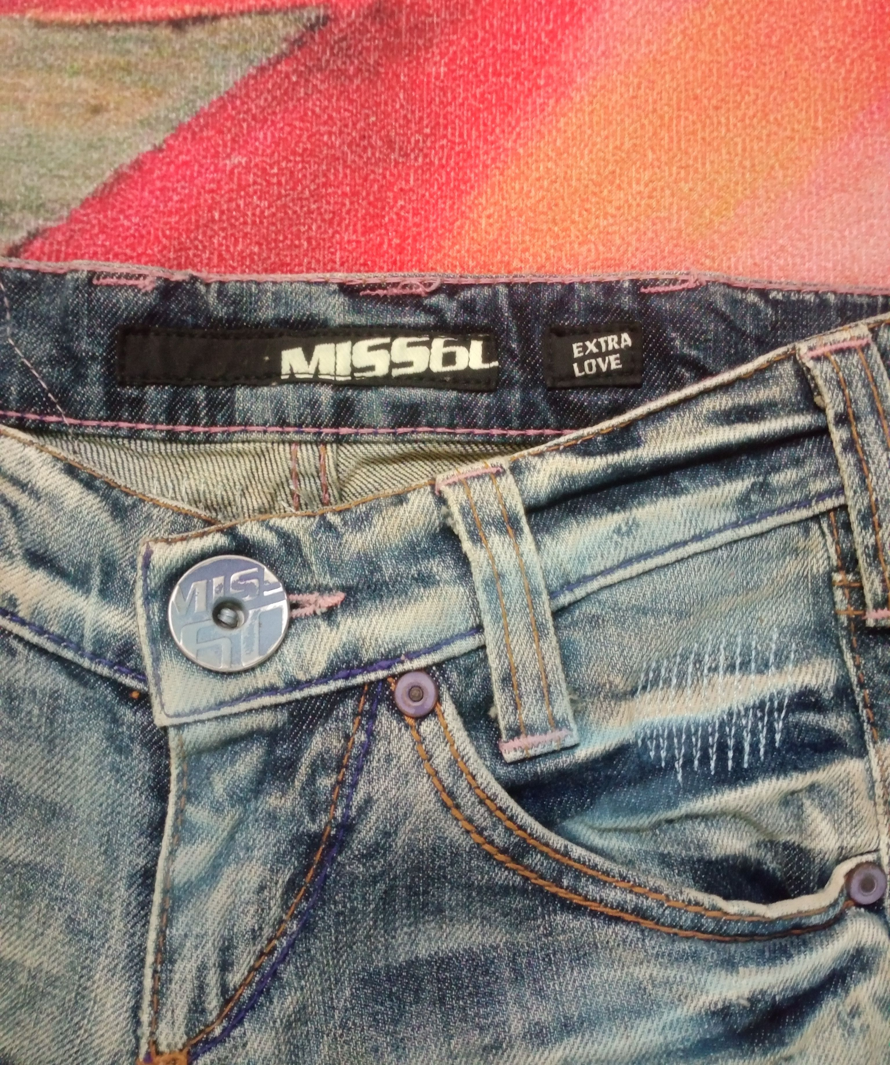 If Six Was Nine Rare Miss Sixty Flare Distressed Bootcut Jeans Size 28" / US 6 / IT 42 - 10 Thumbnail