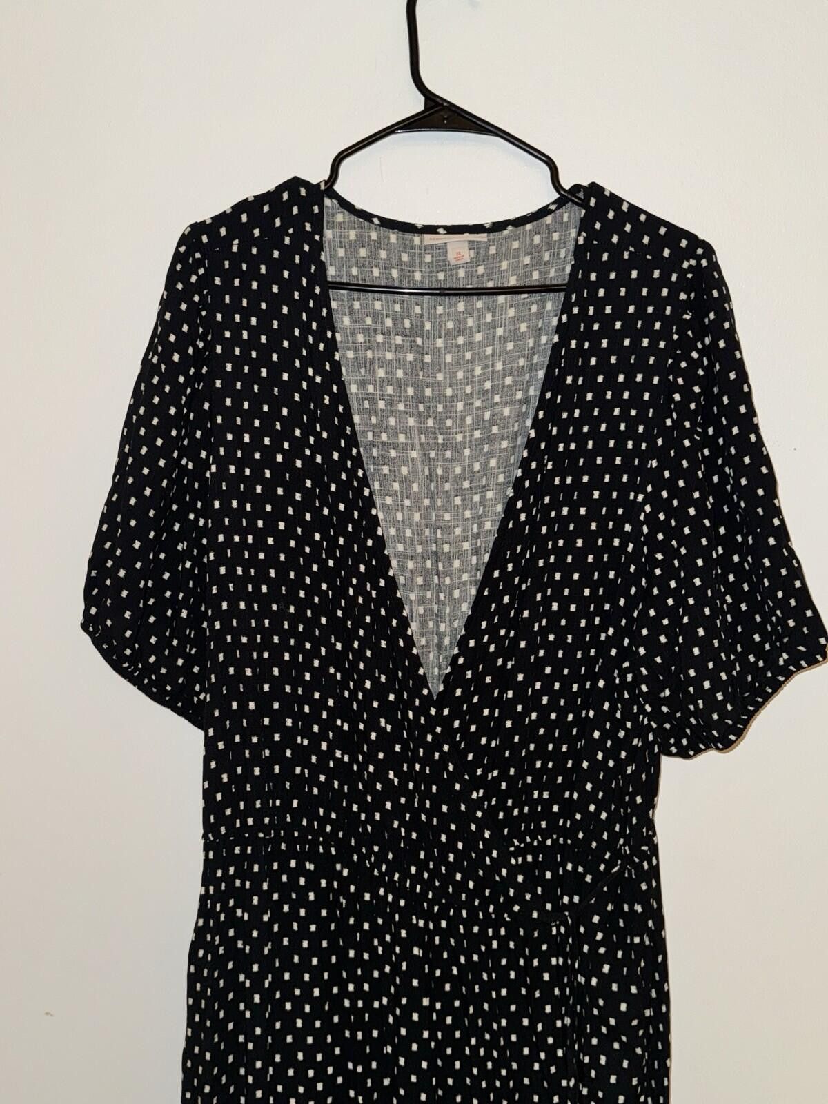Other Knox Rose Wrap Black White Polka Dot Squares Tiered Dress Size XXL / US 16-18 / IT 52-54 - 6 Thumbnail