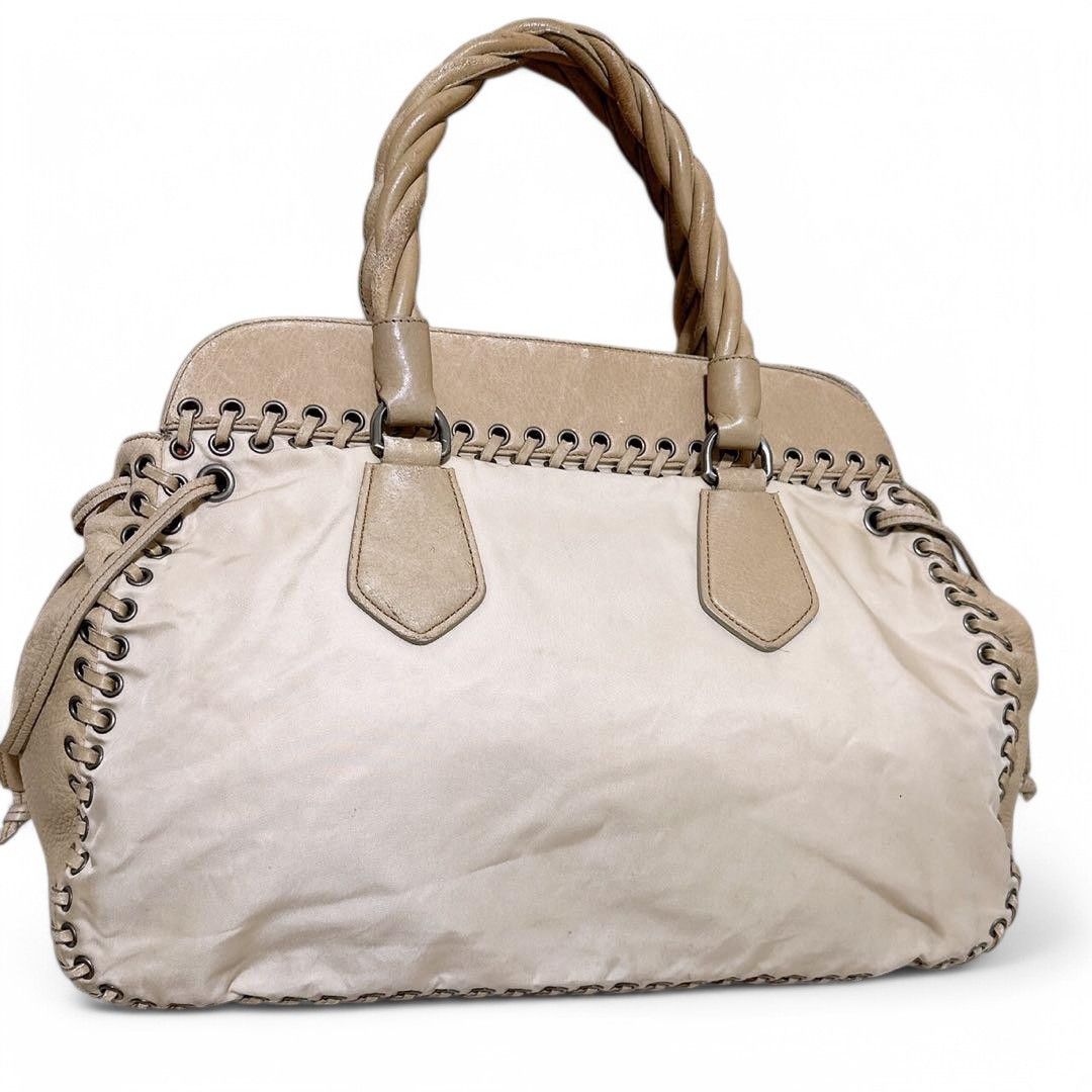 Prada Prada - Handbag Beige Leather Shoulder Bag Triangle Logo Size ONE SIZE - 3 Thumbnail