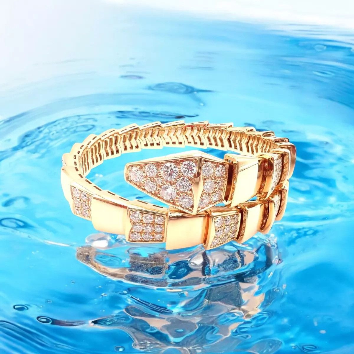 Bvlgari Bulgari Bvlgari Serpenti Viper 18k Diamond Bangle Bracelet Size ONE SIZE - 2 Thumbnail
