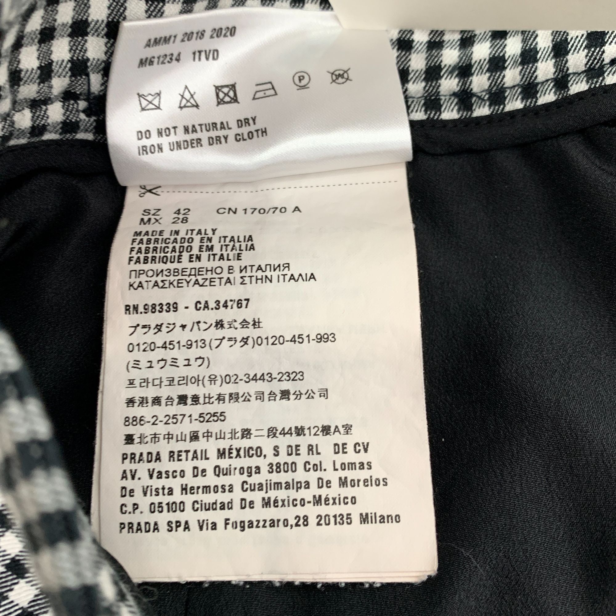 Miu Miu Miu Miu Womens Black & White Houndstooth Check Skirt With Pi Size 42" / US 20 - 4 Thumbnail