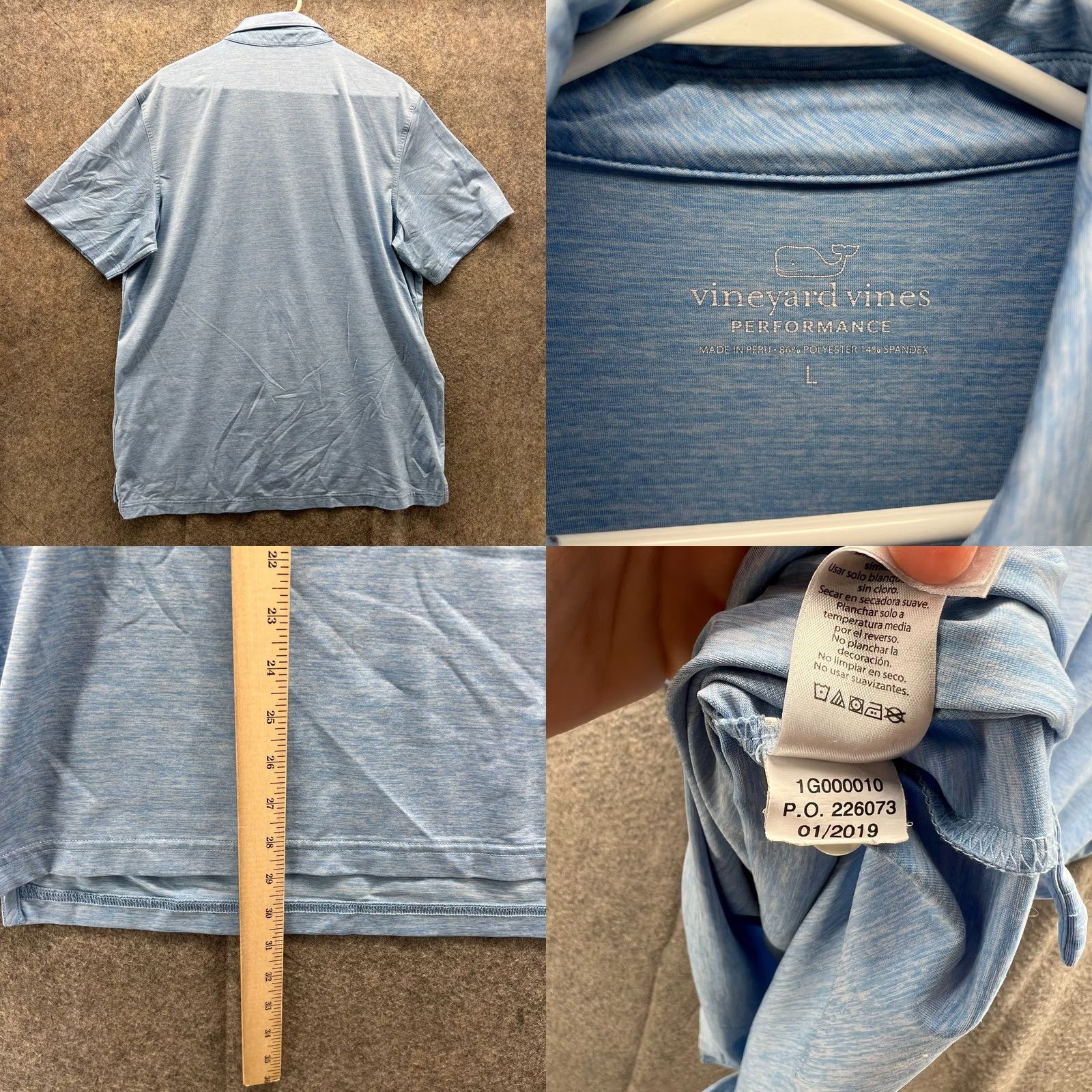 Vineyard Vines VINEYARD VINES Polo Shirt Men Large Blue Polyester Knit Polo Shirt Men Large Blue Cotton Polyester Preppy Logo Short Sleeve Size 42R - 8 Thumbnail