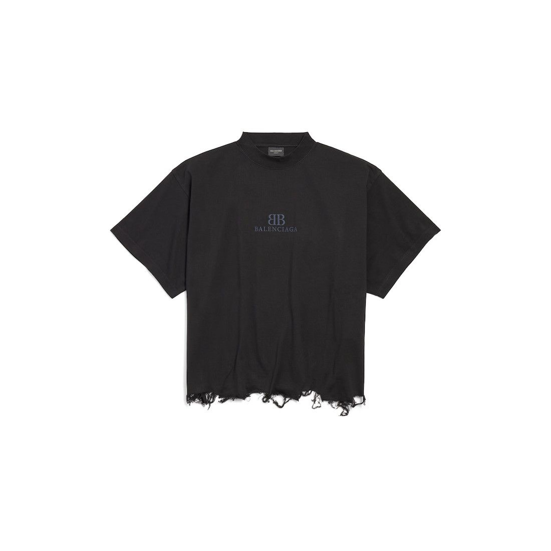 Balenciaga o1bcso1str0326 BB Classic Cropped T-Shirt Oversized in Black Size US XL / EU 56 / 4 - 1 Thumbnail