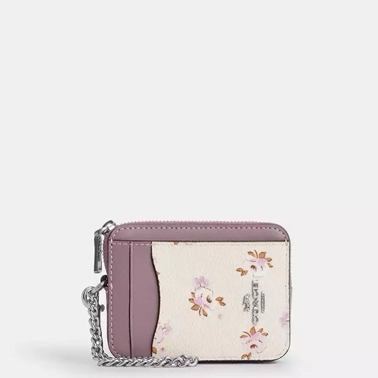 Coach NWT Coach Zip Card Case Canvas Floral CAU43 Silver/Chalk Size ONE SIZE - 6 Thumbnail