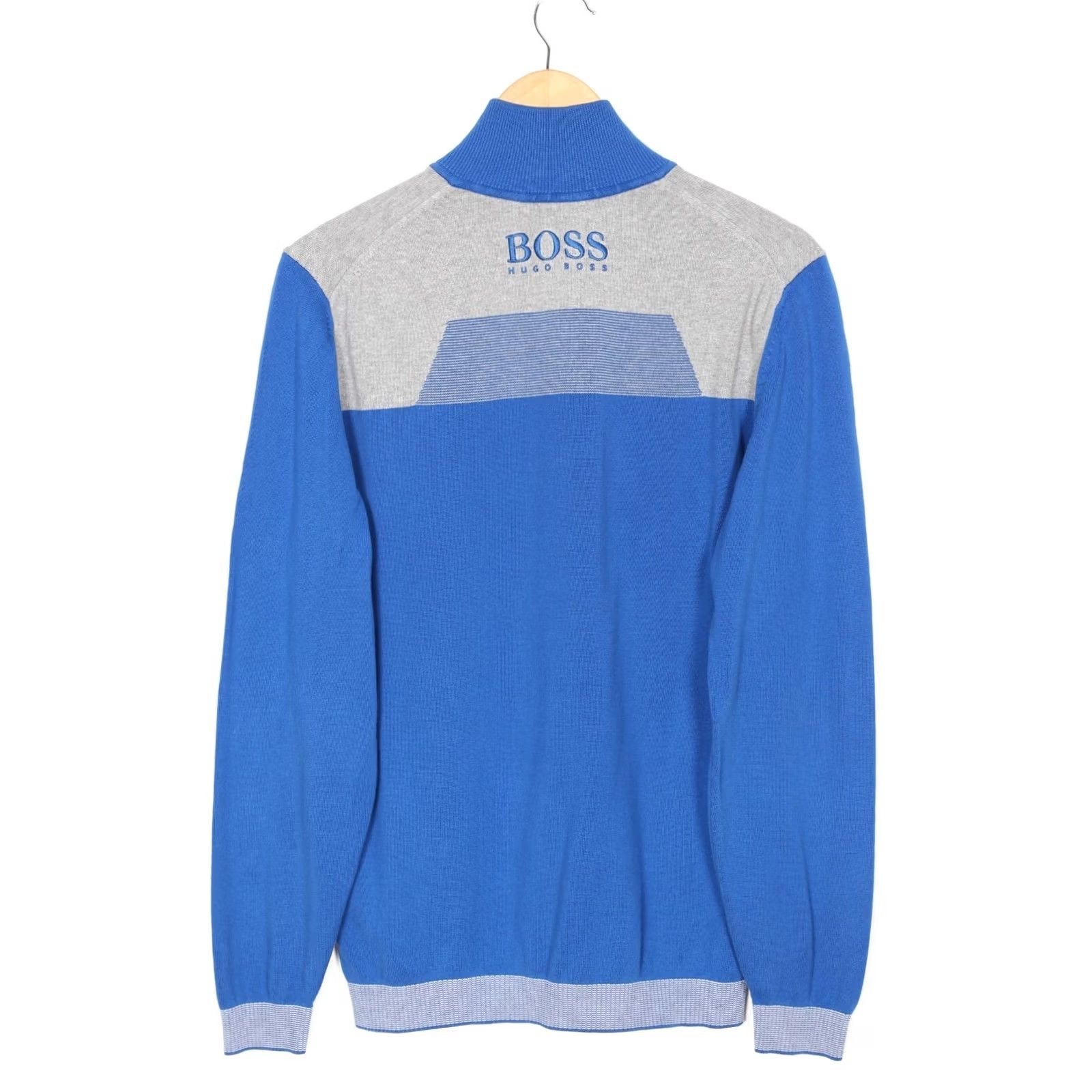 Hugo Boss HUGO BOSS Jumper Men Green Label High Neck 1/4 Zip Knit Cotton Blue Size M Size US M / EU 48-50 / 2 - 4 Thumbnail