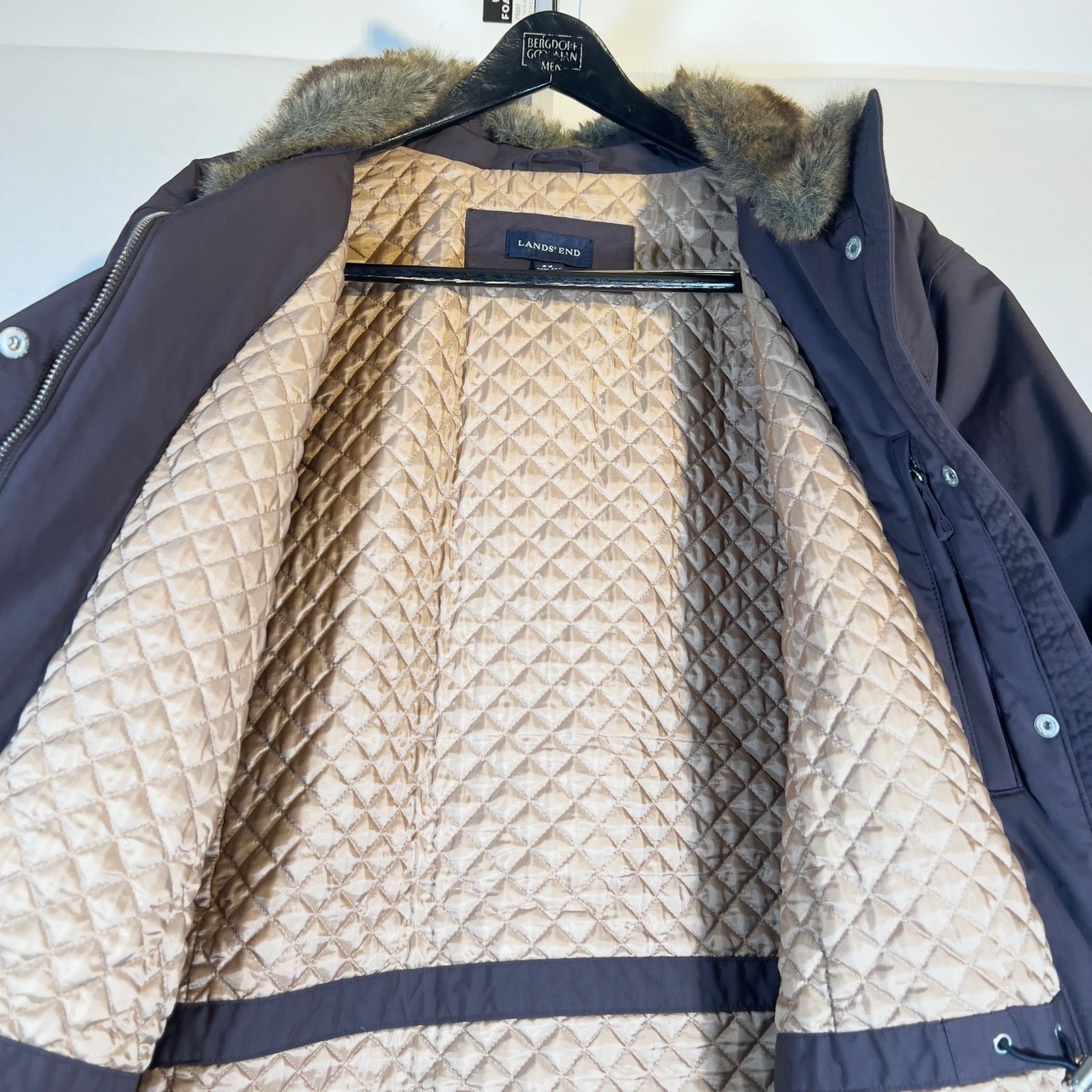 Lands' End Lands' End Faux Fur Coat Woman 2X 20W-22W Brown Quilt Lining Size XXL / US 16-18 / IT 52-54 - 13 Thumbnail