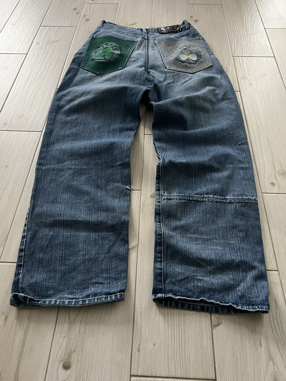 NBA Vintage Boston Celtics Baggy Denim Jeans NBA Pants Size US 30 / EU 46 - 6 Thumbnail