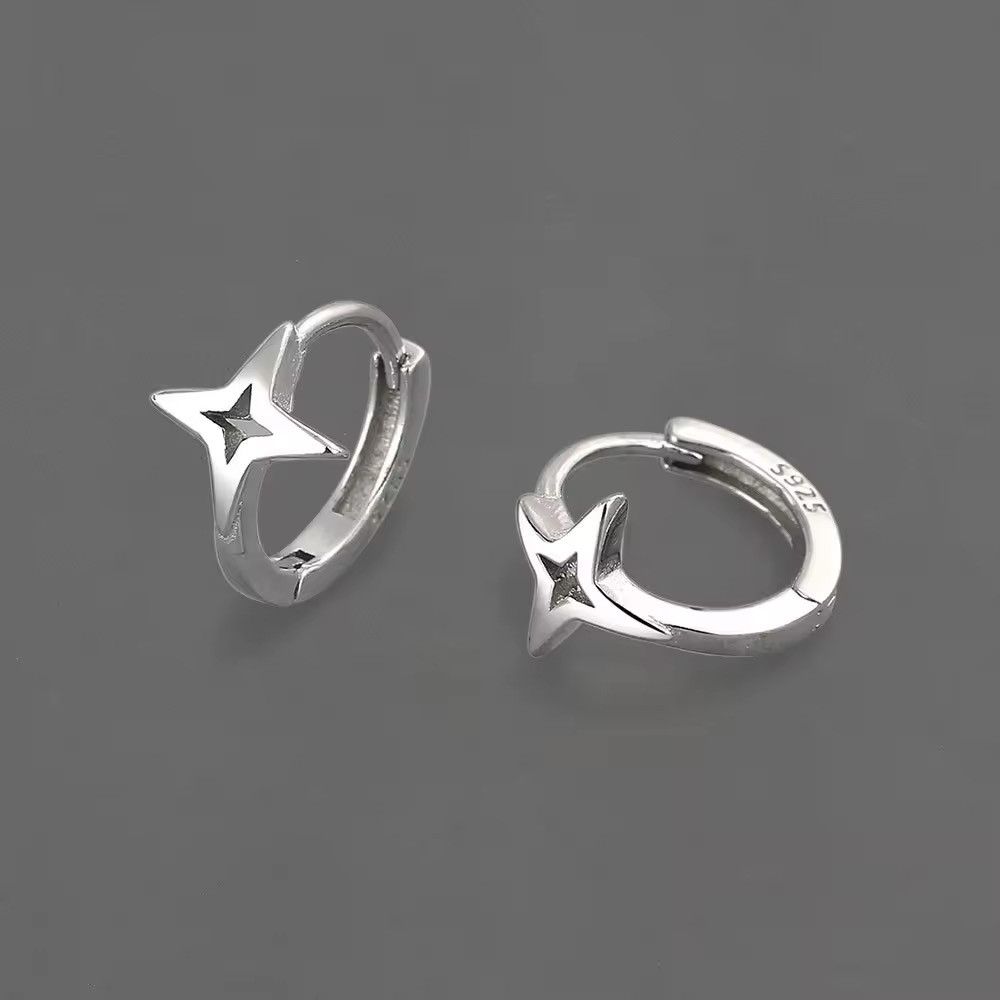 Jewelry Silver Hollow Small Star Earrings Size ONE SIZE - 3 Thumbnail