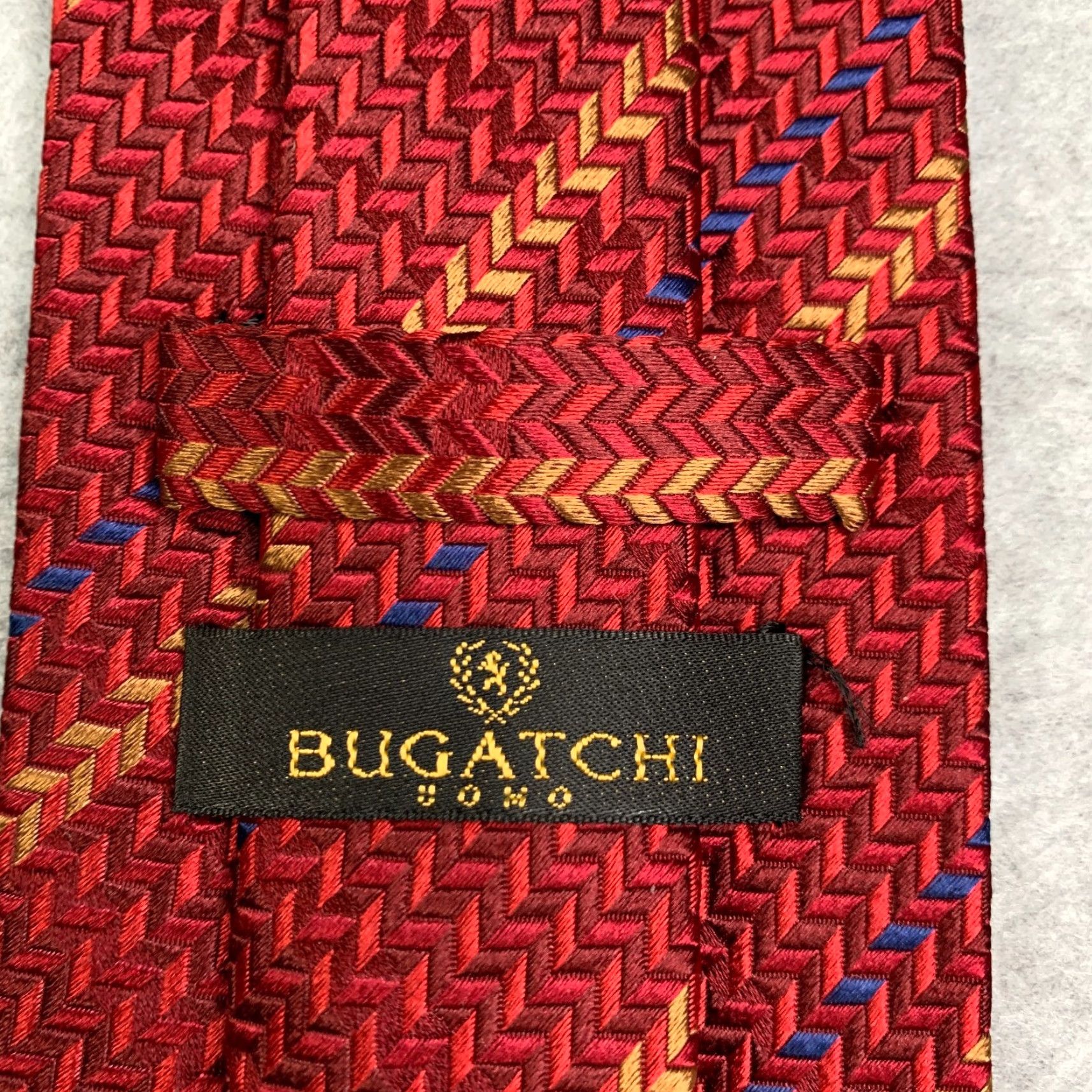 BUGATCHI VINTAGE Bugatchi Uomo Necktie Red Geometric Silk Made In Italy Mens Size ONE SIZE - 5 Thumbnail