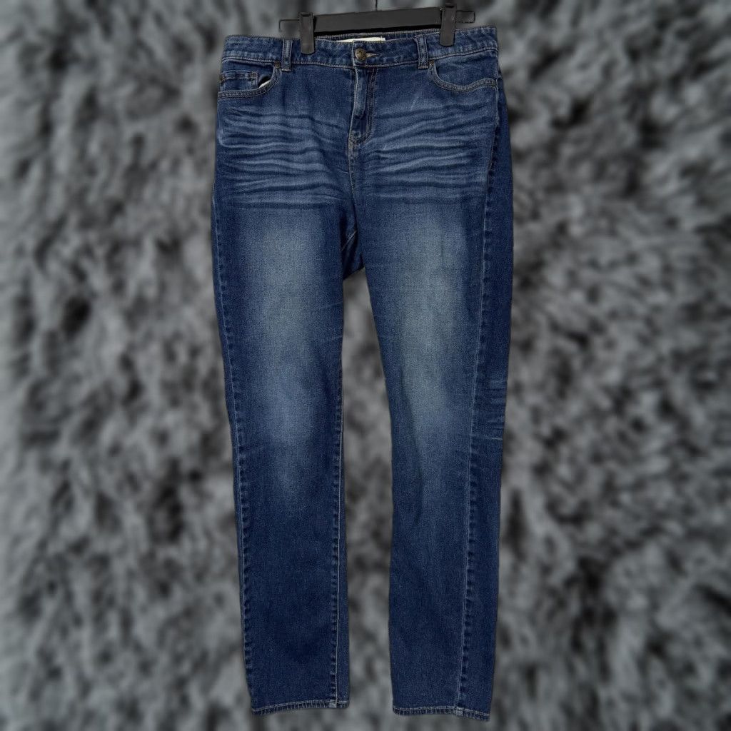 Vintage Fashion Bug Jeans Womens 10T 32x29.5 Blue Mid Rise Skinny Stretch Denim Whisker Jeans Size 32" / US 10 / IT 46 - 1 Thumbnail