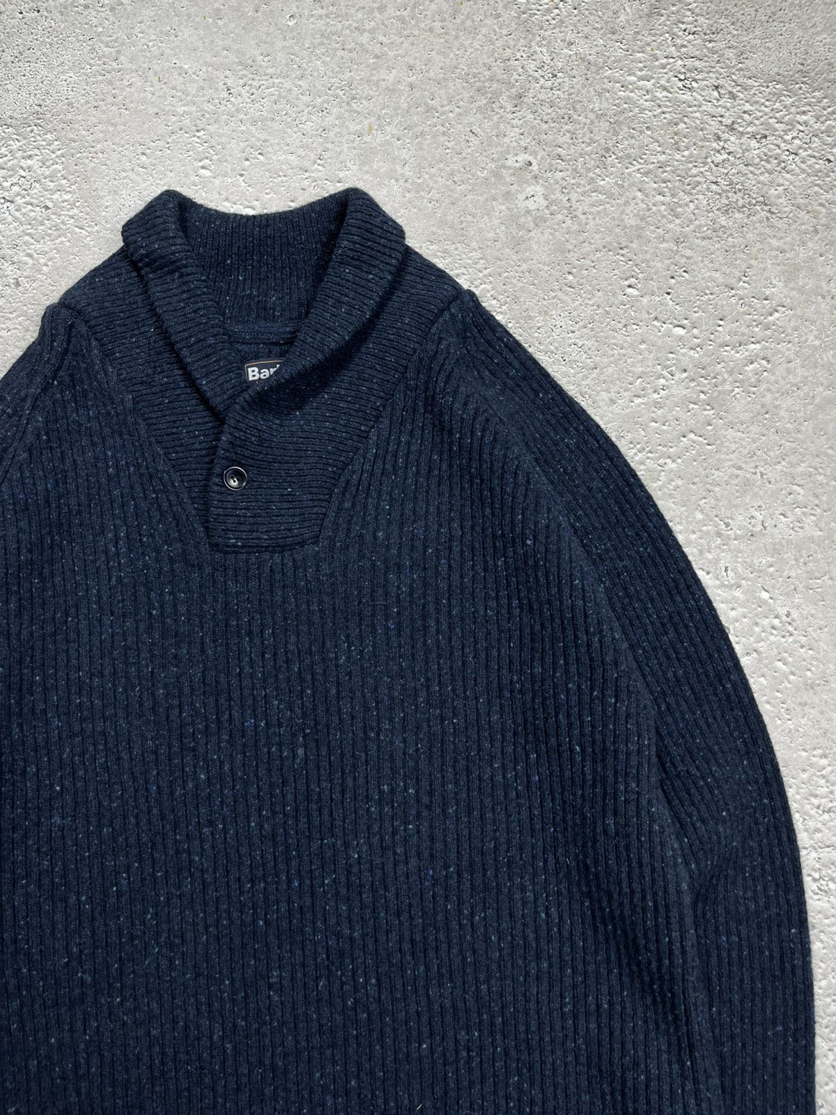 Barbour Barbour Wool Blend Ribbed Shawl Collar Sweater XL Navy Size US XL / EU 56 / 4 - 4 Thumbnail