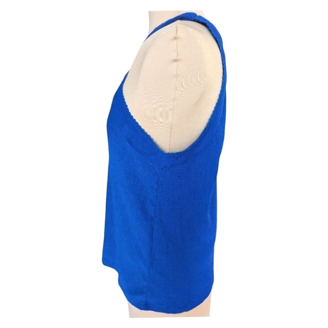 Vintage Coble & Gauge Royal Blue Textured Halter Tank Top Crisscross Straps Sz M Cobalt Size M / US 6-8 / IT 42-44 - 4 Thumbnail