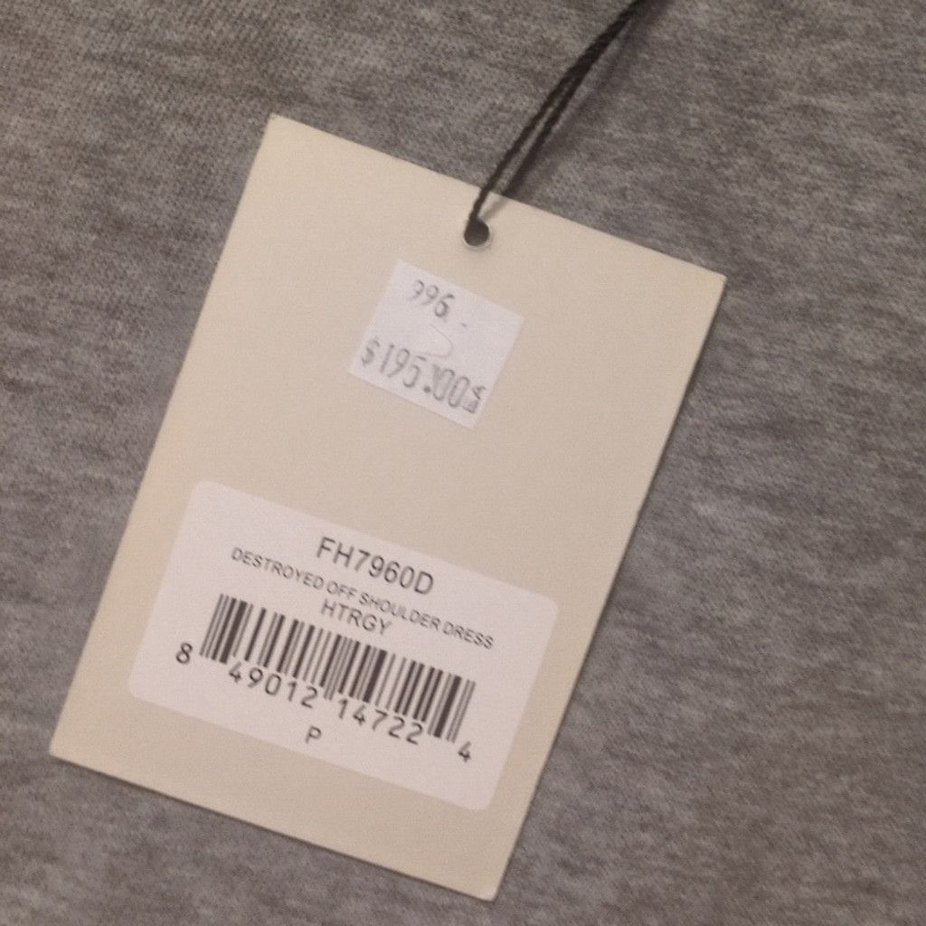 Pam & Gela Pam & Gela Destroyed Off The Shoulder Gray Dress Size P Size ONE SIZE - 7 Thumbnail